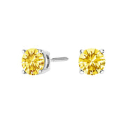 Bids.com 14K White Gold 1.0 Cttw Lab Grown Yellow Diamond Solitaire Stud Earrings (Yellow Color, VS2-SI1 Clarity) Earrings