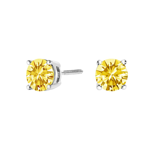 Bids.com 14K White Gold 1.0 Cttw Lab Grown Yellow Diamond Solitaire Stud Earrings (Yellow Color, VS2-SI1 Clarity) Earrings