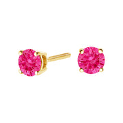 Bids.com 14K Yellow Gold 1.00 Cttw Round Brilliant Cut Lab Grown Pink Diamond 4-Prong Classic Solitaire Earrings (Pink Color, VVS2-VS1 Clarity) Earrings