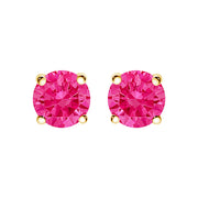 Bids.com 14K Yellow Gold 1.00 Cttw Round Brilliant Cut Lab Grown Pink Diamond 4-Prong Classic Solitaire Earrings (Pink Color, VVS2-VS1 Clarity) Earrings