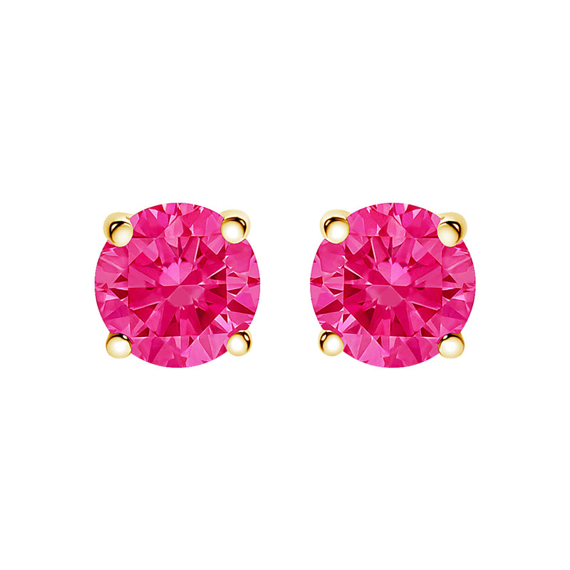 Bids.com 14K Yellow Gold 1.00 Cttw Round Brilliant Cut Lab Grown Pink Diamond 4-Prong Classic Solitaire Earrings (Pink Color, VVS2-VS1 Clarity) Earrings