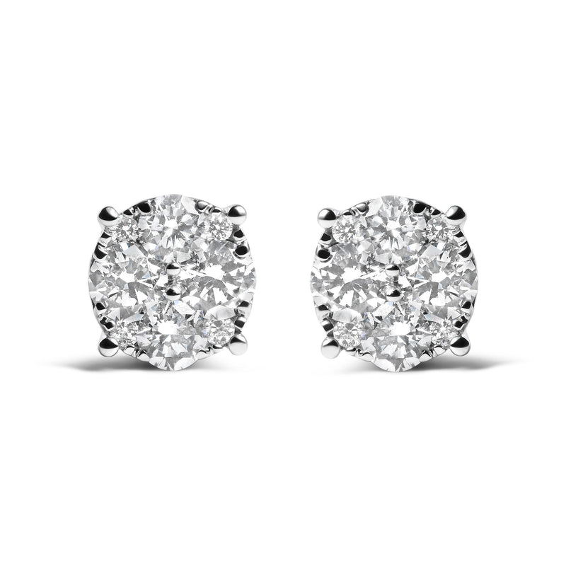 Bids.com 14K White Gold 2.00 Cttw Lab Grown Diamond Cluster Stud Earrings (G-H Color, VS1-VS2 Clarity) Earrings