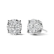 Bids.com 14K White Gold 2.00 Cttw Lab Grown Diamond Cluster Stud Earrings (G-H Color, VS1-VS2 Clarity) Earrings