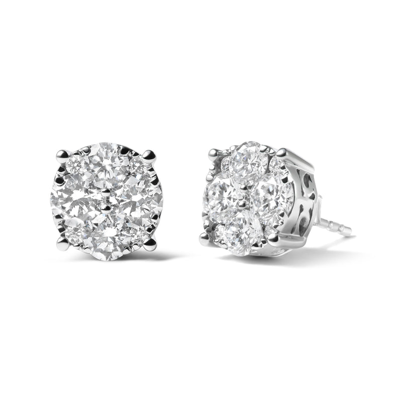 Bids.com 14K White Gold 2.00 Cttw Lab Grown Diamond Cluster Stud Earrings (G-H Color, VS1-VS2 Clarity) Earrings