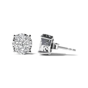 Bids.com 14K White Gold 2.00 Cttw Lab Grown Diamond Cluster Stud Earrings (G-H Color, VS1-VS2 Clarity) Earrings