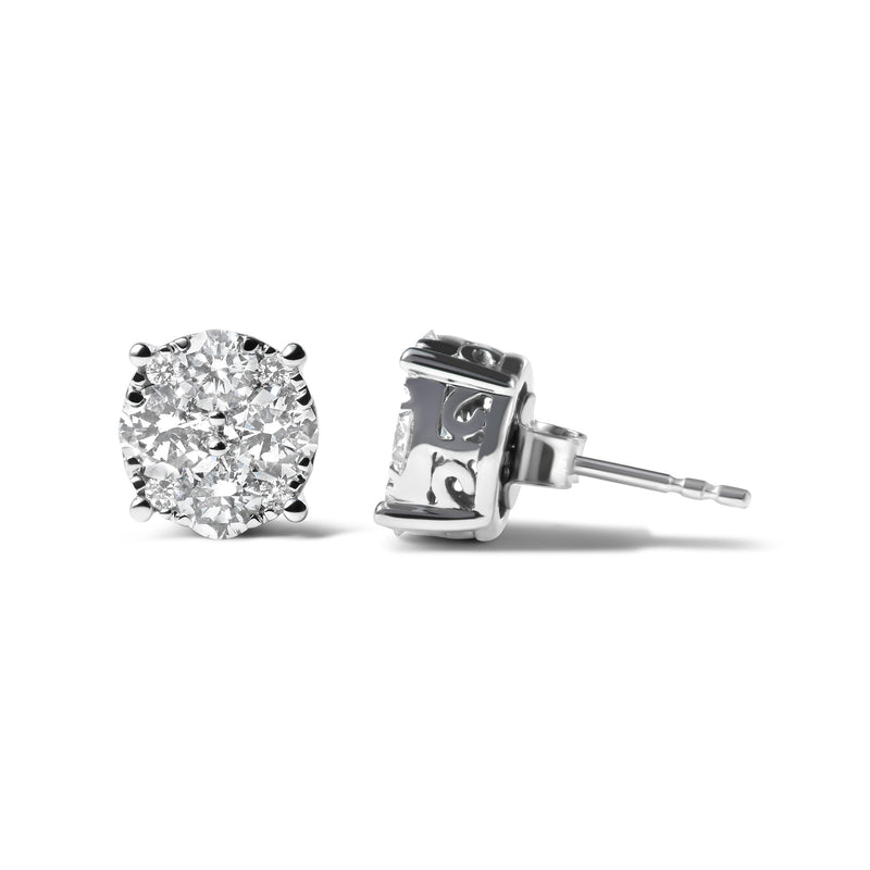 Bids.com 14K White Gold 2.00 Cttw Lab Grown Diamond Cluster Stud Earrings (G-H Color, VS1-VS2 Clarity) Earrings