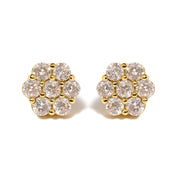 Bids.com 14K Yellow Gold 3.0 Cttw Diamond Floral Cluster Stud Earring Earrings