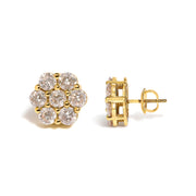 Bids.com 14K Yellow Gold 3.0 Cttw Diamond Floral Cluster Stud Earring Earrings