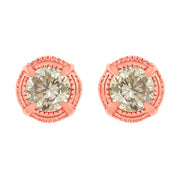 Bids.com 14K Yellow Gold Plated .925 Sterling Silver 1.0 Cttw Round Brilliant Cut Diamond Solitaire Milgrain Stud Earrings (K-L Color, I2-I3 Clarity) Earrings