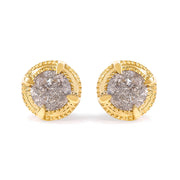 Bids.com 14K Yellow Gold Plated .925 Sterling Silver 1.0 Cttw Round Brilliant Cut Diamond Solitaire Milgrain Stud Earrings (K-L Color, I2-I3 Clarity) Earrings