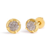 Bids.com 14K Yellow Gold Plated .925 Sterling Silver 1.0 Cttw Round Brilliant Cut Diamond Solitaire Milgrain Stud Earrings (K-L Color, I2-I3 Clarity) Earrings