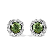 Bids.com .925 Sterling Silver 1 cttw Treated Black Diamond Modern 4-Prong Solitaire Milgrain Stud Earrings (Black Color, I1-I2 Clarity) Earrings