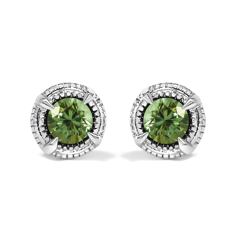 Bids.com .925 Sterling Silver 1 cttw Treated Black Diamond Modern 4-Prong Solitaire Milgrain Stud Earrings (Black Color, I1-I2 Clarity) Earrings