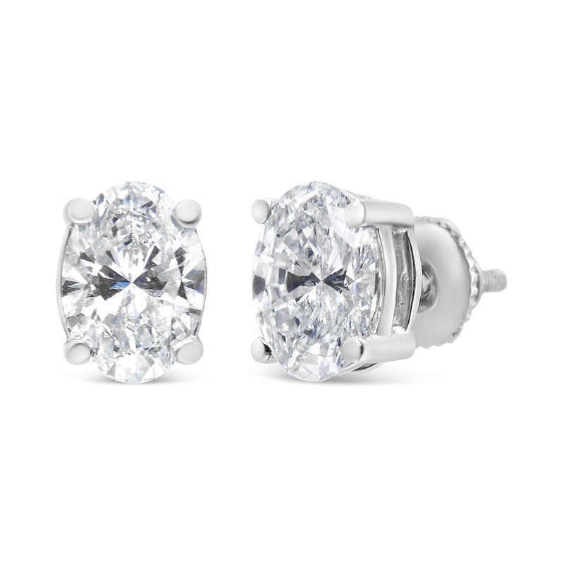 Bids.com 14K White Gold 1.00 Cttw Lab Grown Oval Solitaire Diamond Stud Earrings (F-G Color, VS2-SI1 Clarity) Earrings