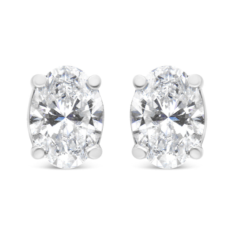 Bids.com 14K White Gold 1.00 Cttw Lab Grown Oval Solitaire Diamond Stud Earrings (F-G Color, VS2-SI1 Clarity) Earrings