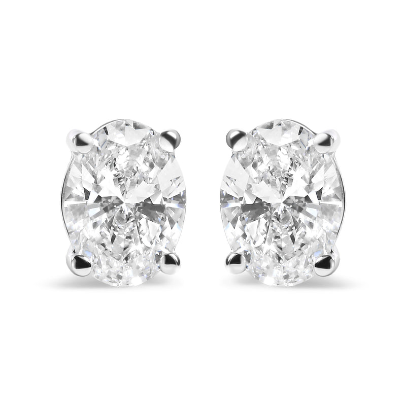 Bids.com 14K White Gold 2.0 Cttw Prong Set Lab Grown Oval Diamond Solitaire Stud Earring (F-G Color, VS1-VS2 Clarity) Earrings