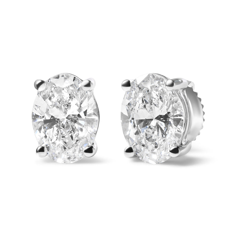 Bids.com 14K White Gold 2.0 Cttw Prong Set Lab Grown Oval Diamond Solitaire Stud Earring (F-G Color, VS1-VS2 Clarity) Earrings