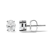 Bids.com 14K White Gold 2.0 Cttw Prong Set Lab Grown Oval Diamond Solitaire Stud Earring (F-G Color, VS1-VS2 Clarity) Earrings