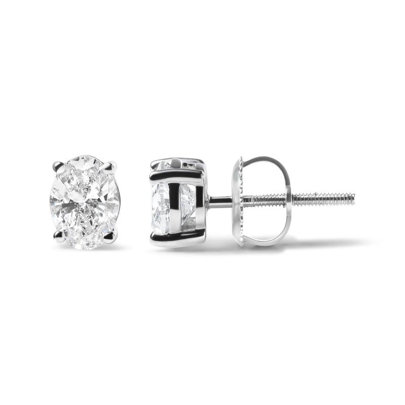 Bids.com 14K White Gold 2.0 Cttw Prong Set Lab Grown Oval Diamond Solitaire Stud Earring (F-G Color, VS1-VS2 Clarity) Earrings