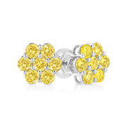 Bids.com .925 Sterling Silver 1/4 Cttw Treated Yellow Diamond Floral Stud Earrings (Yellow Color, I1-I2 Clarity) Earrings