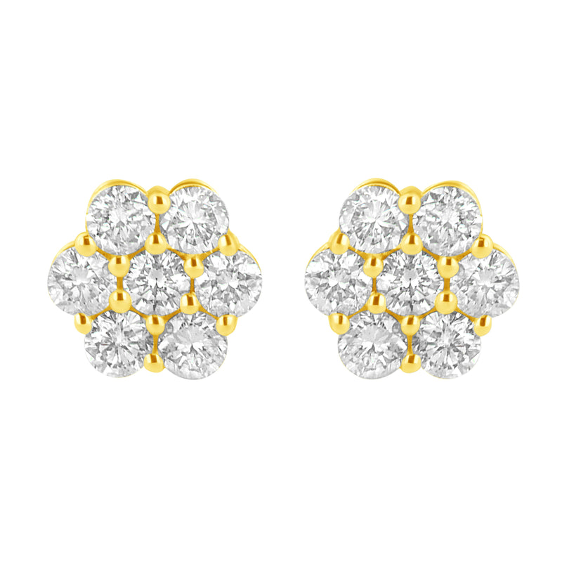 Bids.com 14K Yellow Gold 1.0 Cttw Diamond Flower Earring (J-K Color, I1-I2 Clarity) Earrings