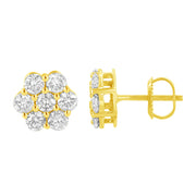 Bids.com 14K Yellow Gold 1.0 Cttw Diamond Flower Earring (J-K Color, I1-I2 Clarity) Earrings
