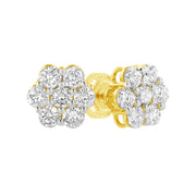 Bids.com 14K Yellow Gold 1.0 Cttw Diamond Flower Earring (J-K Color, I1-I2 Clarity) Earrings