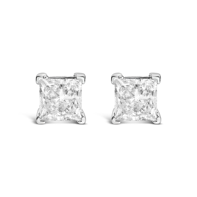 Bids.com 14K White Gold 1.0 Cttw Princess Cut Lab Grown Diamond Solitaire Stud Earrings (F-G Color, VS2-SI1 Clarity) Earrings