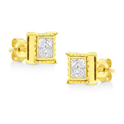 Bids.com 14K Yellow Gold 1 Cttw Princess Cut Diamond Square Stud Earrings Earrings