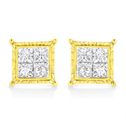 Bids.com 14K Yellow Gold 1 Cttw Princess Cut Diamond Square Stud Earrings Earrings