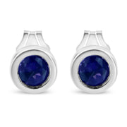 Bids.com .925 Sterling Silver Bezel Set 3.5mm Created Red Ruby Gemstone Solitaire Stud Earrings Earrings