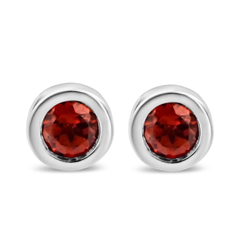 Bids.com .925 Sterling Silver Bezel Set 3.5mm Created Red Ruby Gemstone Solitaire Stud Earrings Earrings