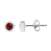 Bids.com .925 Sterling Silver Bezel Set 3.5mm Created Red Ruby Gemstone Solitaire Stud Earrings Earrings