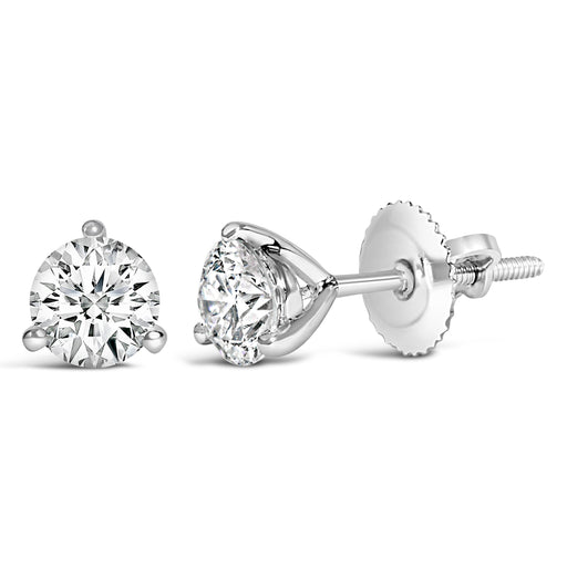 Bids.com 14K White Gold 2.0 Cttw 3-Prong Martini Set Brilliant Round-Cut Solitaire Lab Grown Diamond Screwback Stud Earrings (F-G Color, VS1-VS2 Clarity) Earrings