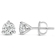 Bids.com 14K White Gold 2.0 Cttw 3-Prong Martini Set Brilliant Round-Cut Solitaire Lab Grown Diamond Screwback Stud Earrings (F-G Color, VS1-VS2 Clarity) Earrings