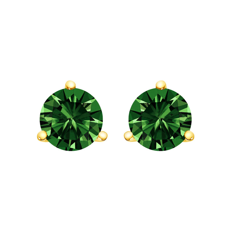 Bids.com 14K White Gold 1.0 Cttw 3-Prong Martini Set Lab Grown Green Diamond Solitaire Stud Earrings Earrings