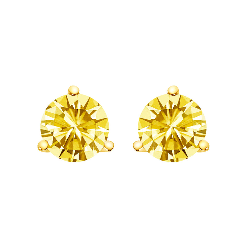 Bids.com 14K White Gold 3-Prong Martini Set 1.0 Cttw Yellow Lab Grown Diamond Solitaire Stud Earrings Earrings