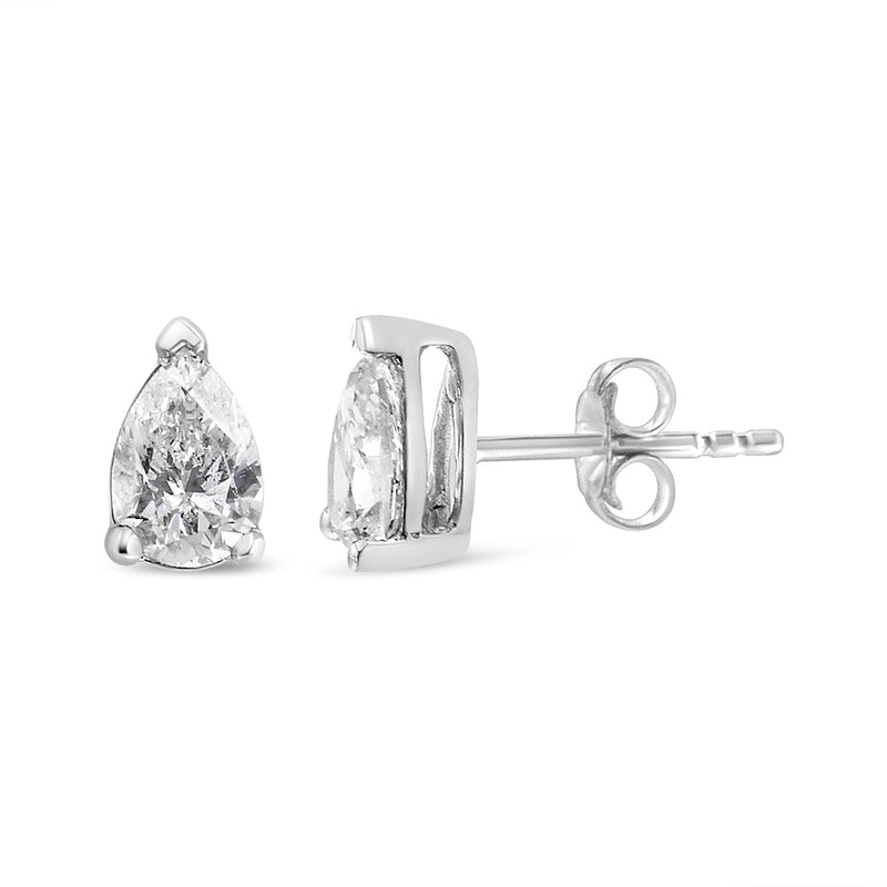 Bids.com 14K White Gold 1/2 Cttw Pear Shape Solitaire Lab Grown Diamond Stud Earrings (F-G Color, VS2-SI1 Clarity) Earrings