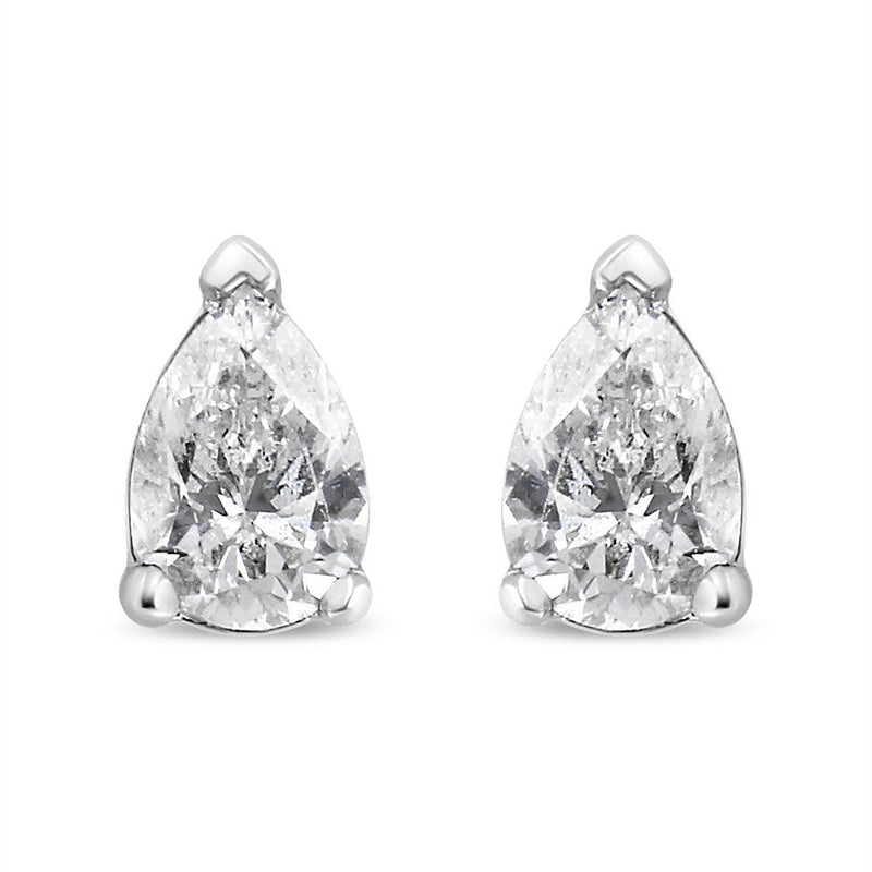Bids.com 14K White Gold 1/2 Cttw Pear Shape Solitaire Lab Grown Diamond Stud Earrings (F-G Color, VS2-SI1 Clarity) Earrings