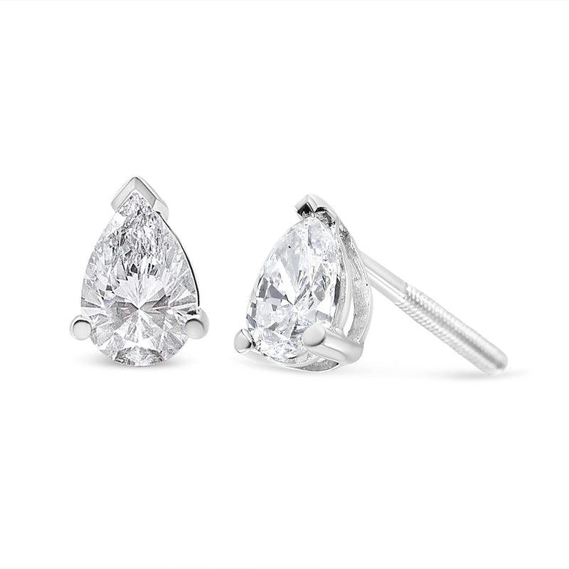 Bids.com 14K White Gold 1/2 Cttw Pear Shape Solitaire Lab Grown Diamond Stud Earrings (F-G Color, VS2-SI1 Clarity) Earrings