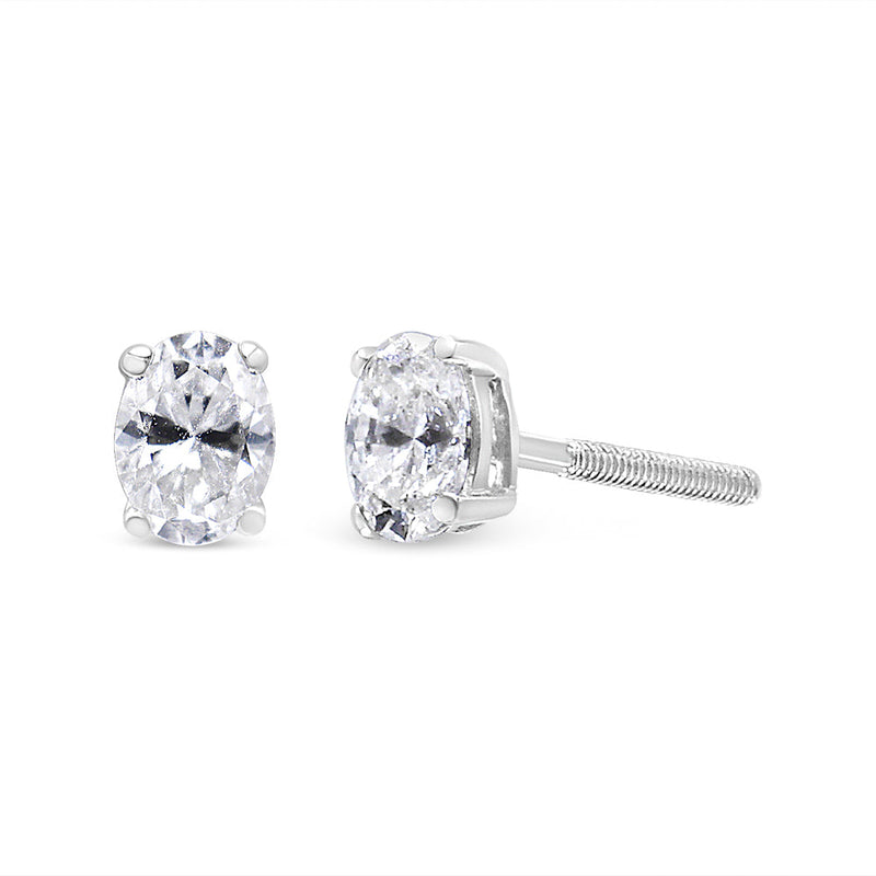 Bids.com 14K White Gold 1.00 Cttw Lab Grown Oval Solitaire Diamond Stud Earrings (F-G Color, VS2-SI1 Clarity) Earrings