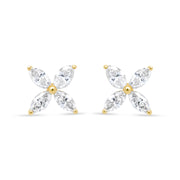 Bids.com 14K White Gold 1/2 Cttw Marquise Diamond 8 Stone Floral Leaf Stud Earrings (H-I Color, SI1-SI2 Clarity) Earrings
