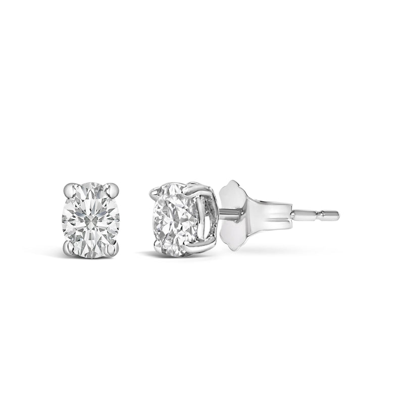 Bids.com 14K White Gold 1/4 Ctw Oval Lab-Grown Diamond Solitaire Stud Earrings Earrings