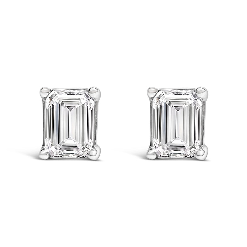 Bids.com 14K White Gold 1.0 Cttw Emerald Cut Lab-Grown Diamond Solitaire Stud Earrings (F-G Color, VS1-VS2 Clarity) Earrings