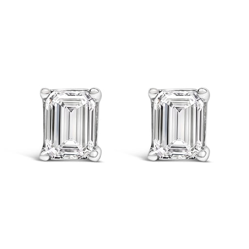 Bids.com 14K White Gold 1.0 Cttw Emerald Cut Lab-Grown Diamond Solitaire Stud Earrings (F-G Color, VS1-VS2 Clarity) Earrings