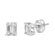 Bids.com 14K White Gold 1.0 Cttw Emerald Cut Lab-Grown Diamond Solitaire Stud Earrings (F-G Color, VS1-VS2 Clarity) Earrings