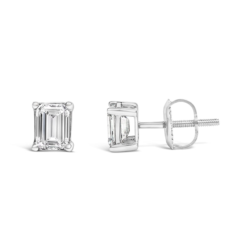 Bids.com 14K White Gold 1.0 Cttw Emerald Cut Lab-Grown Diamond Solitaire Stud Earrings (F-G Color, VS1-VS2 Clarity) Earrings