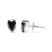 Bids.com 14K White Gold 2.00 Cttw Pear Cut Black Diamond Stud Earrings Earrings