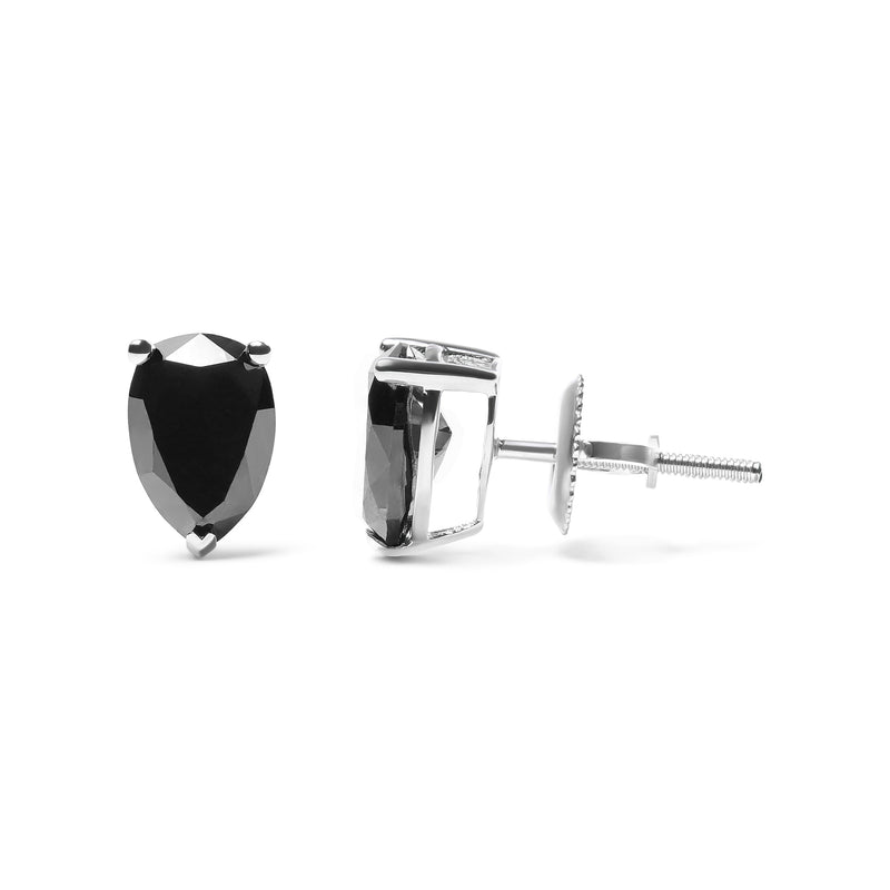 Bids.com 14K White Gold 2.00 Cttw Pear Cut Black Diamond Stud Earrings Earrings