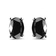 Bids.com 14K White Gold 3.00 Cttw Oval Cut Black Diamond Solitaire Stud Earrings (Black Color, I2-I3 Clarity) Earrings